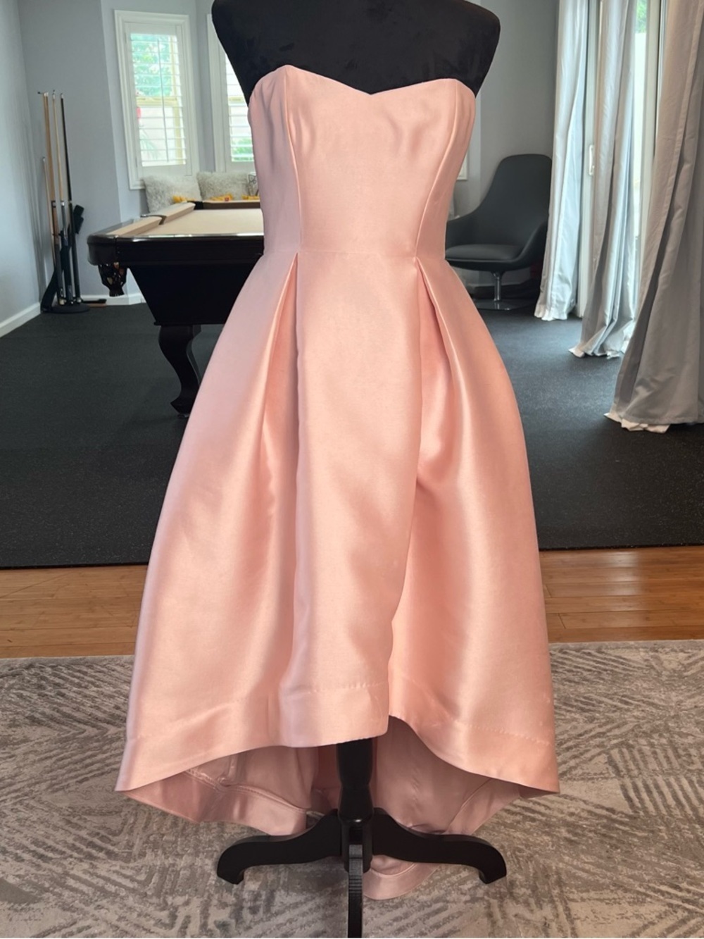 Parker Strapless Blush Pink High-Low Satin Dress